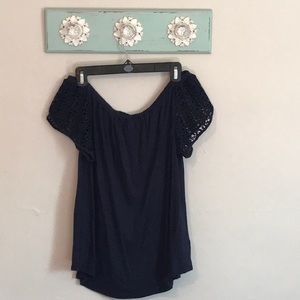 Off-the-shoulder Navy top